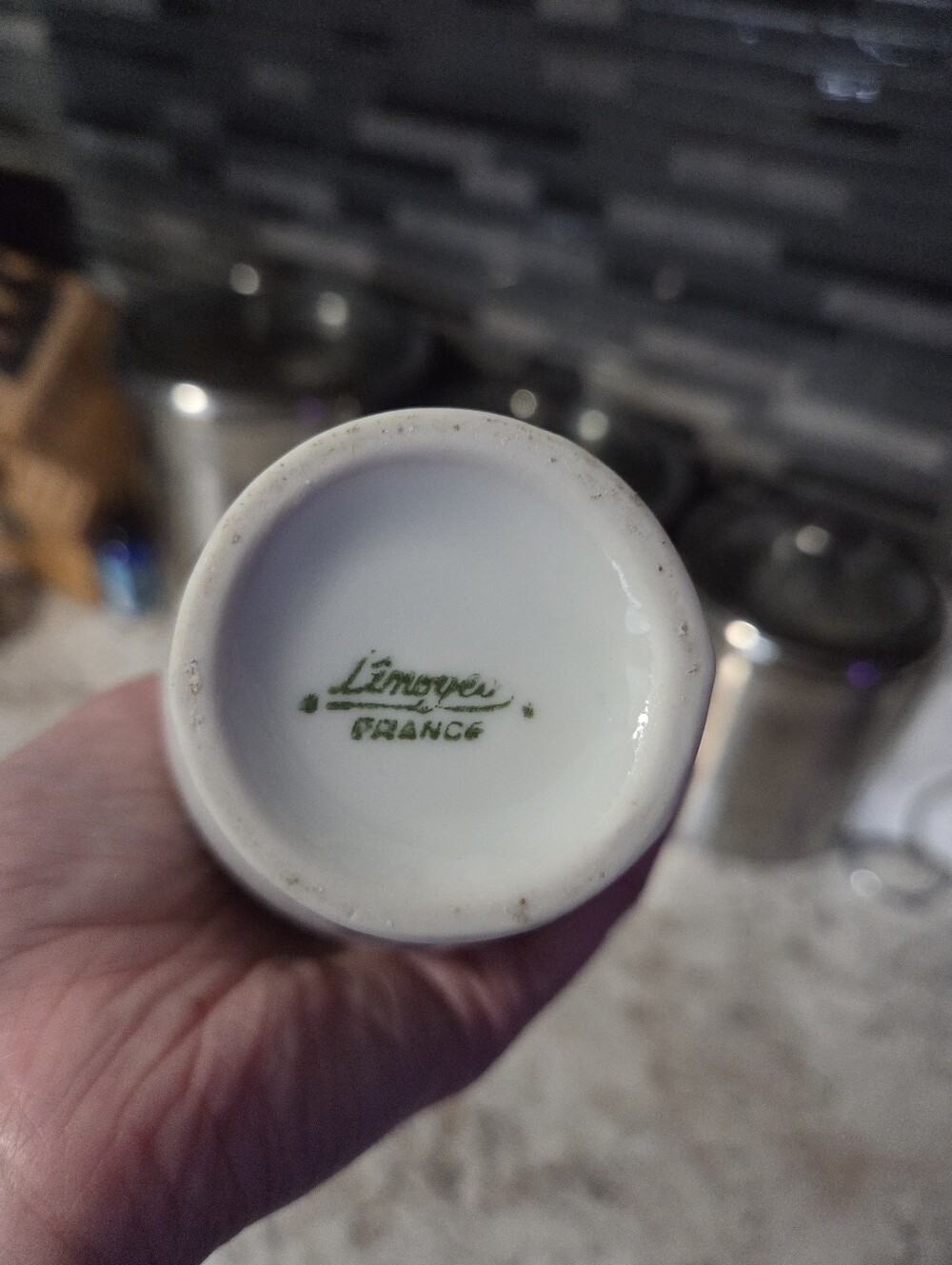Vintage Limoges France White Porcelain Small Vase 5.5 Inches, Floral, Butterfly - Picture 6 of 8